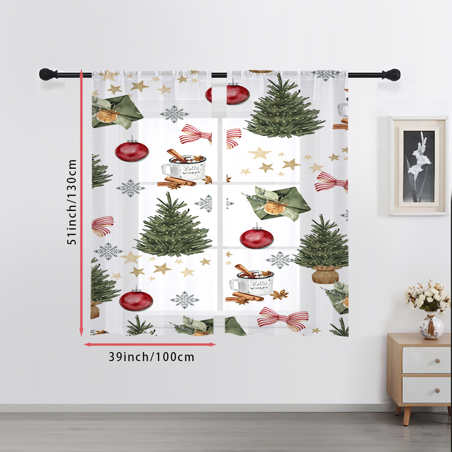 2PCS Christmas Winter Sheer Cu - Curtain Rods review and price