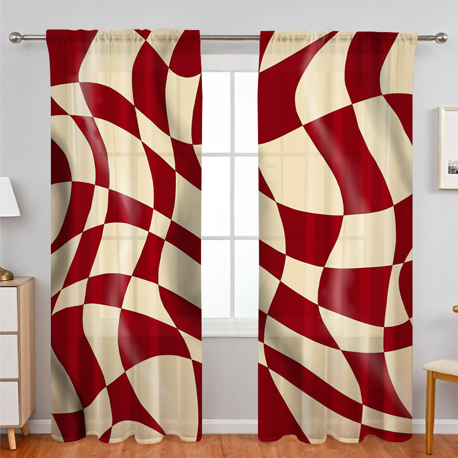 2PCS Sheer Curtains, Wine Red  - Curtain Rods review and price