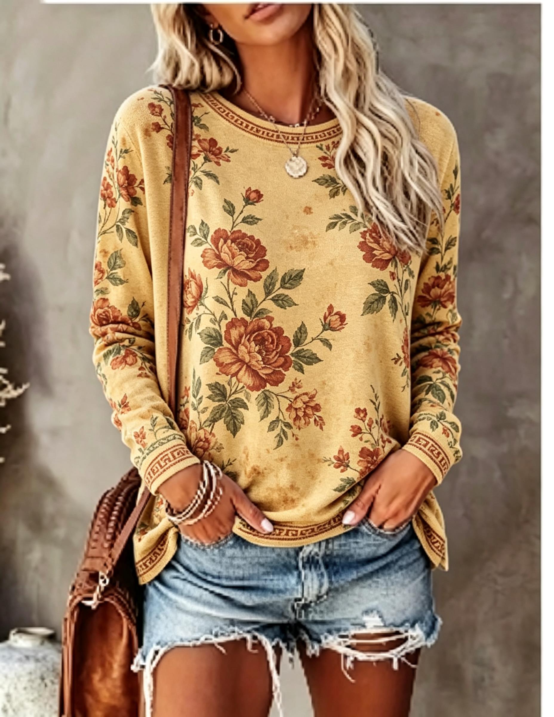 Women Crew Neck Long Sleeve T‑ - Wallpaper review and price